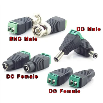 1/2/10pcs 12V DC мъжки DC женски щепсел BNC мъжки конектор щепсел CCTV DC захранващ кабел 2.1 x 5.5mm BNC адаптер за светодиодна лента светлина