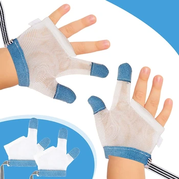 1 двойка деца бебе против ухапване Яжте ръкавици за защита на ръцете бебе предотвратяване ухапване пръсти нокти ръкавица за малки деца безвреден комплект