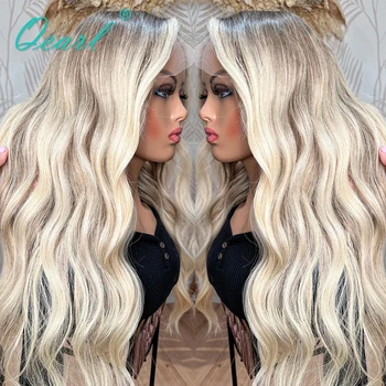 100% истинска бразилска перука от човешка коса в продажба Ново в HD 13x6 дантела фронтални перуки мръсна блондинка пепел цветна вълнообразна дантела предна перука Qearl