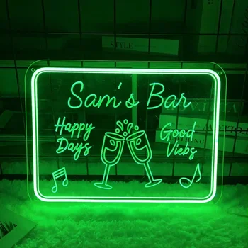12 цвята персонализирани Sam's Bar Neon гравиране знак лични led светлини барове стена декорация Хелоуин коледен подарък за приятел