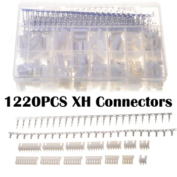 1220PCS найлон ПИН джъмпер жилища кримпване голи терминали XHPX2-9J с PE кутия бял 2.54MM XH мъжки и женски конектори комплект