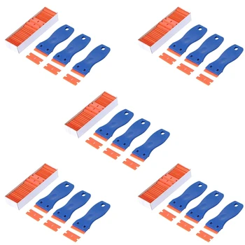 15PCS пластмасови стъргалки за бръснарски ножчета & 500 бр. 1.5 инчови пластмасови ножчета за бръснене с двоен ръб за автоматичен винилов инструмент за оттенък на прозорци