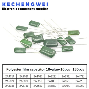  180pcs = 18value * 10pcs полиестер филм кондензатор асорти комплект съдържа