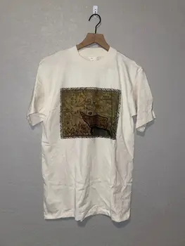 1990s Реколта Пондерозата в Невада Карта илюстрация Бяла графична риза 90s V дълги ръкави