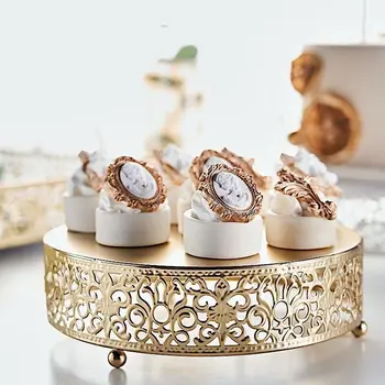 1pc Златна огледална стойка за торта висококачествена електроплоча метална сватбена торта тава за торта Подходящ за празнични партита