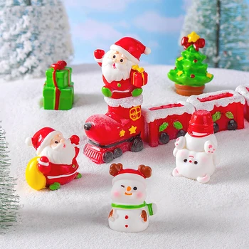1Pc Коледен подарък фигурки миниатюрни Дядо Коледа снежен човек мечка микро пейзаж DIY дома декорации за бюро декор стая