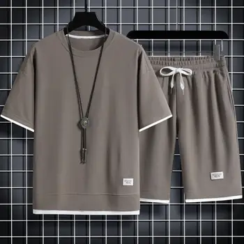 2 бр/комплект мъжки анцуг комплект стилен шнур случайни мъжки дрехи мъже лятна тениска шорти комплект мъже топ шорти костюм