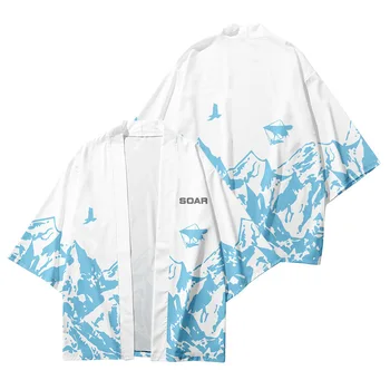 2021 гореща продажба нов продукт модна жилетка 3d дигитален печат пейзаж сняг планина възрастен традиционно кимоно 2