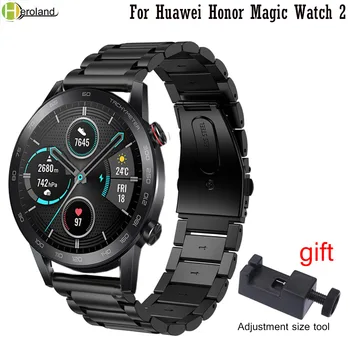 22mm каишка за часовник от неръждаема стомана за Huawei Honor Magic Watch 2 46mm лента за бързо освобождаване за Samsung Gear S3 маншет + инструмент