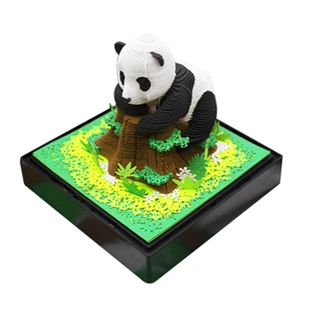 3D Panda календар хартия дърворезба изкуство със светлина време парче календар 2024 за DIY подаръци десктоп декорация