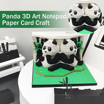 3D бележник Panda Huahua Treehouse 3D календар 2024 3D Memo Pad Block Notes Офиси Хартиени бележки Коледен подарък за рожден ден