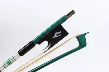 4/4 цигулка лък абанос жаба лъкове коса хубава инкрустация с бормашина зелена копринена дръжка въглерод FIber цигулка части прав добре баланс