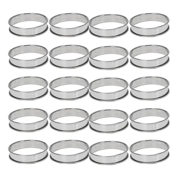 4 инчови мъфини пръстени Crumpet пръстени, комплект от 50 неръждаема стомана кифла пръстени форми двойно валцувани тарт пръстени кръг тарт пръстен