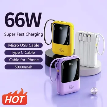 50000mAh Mini Power Bank 66W Супер бързо зареждане Външно зарядно устройство за iPhone Samsung Huawei PD 20W Бързо зареждане Powerbank