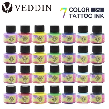7 цвята Професионални мастила за татуировки 5ml Multi цветове пигмент комплект красота грим бои бутилки инструменти боди арт татуировка аксесоари