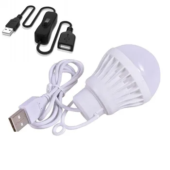 7W 5W 3W USB превключвател лампа крушка 5V преносим къмпинг фенер лампа LED USB мощност четене книга светлина за открит къмпинг палатка светлина