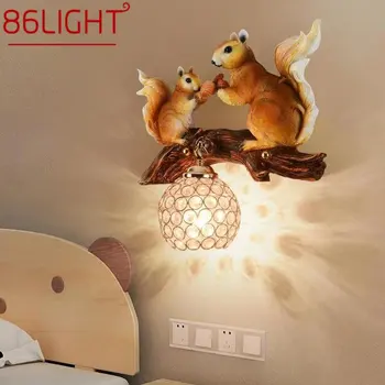 86LIGHT Модерни стенни светлини от катерица смола LED творческа кристална вътрешна лампа за домашен хол коридор декор