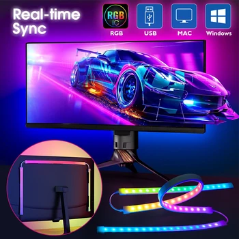 Ambient PC подсветка Led Strip светлини,Интелигентни игри RGB екран цвят синхронизация,За macOS 13 + Windows 8,9,10,11,27-34