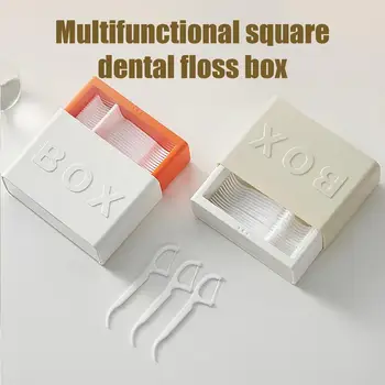 Automatic Floss Stick Organizer Mini Portable Toothpick Storage Organizer Box Multipurpose Outdoor Travel Dental Floss Stick