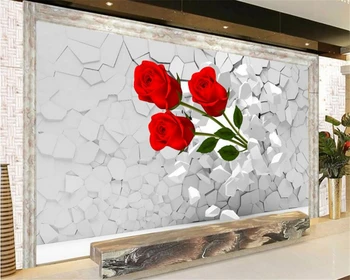 Beibehang Персонализиран тапет 3D роза стенопис Начало декориран Всекидневна Спалня Телевизор Фон Стенопис тапет за стени 3 D