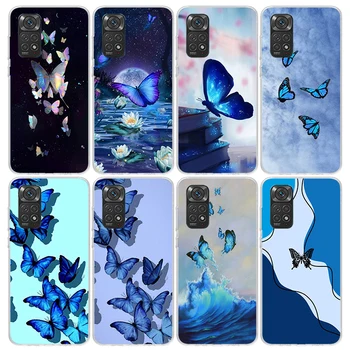 Blue Butterfly Красив калъф за телефон с крила за Xiaomi Redmi Note 12S 12 11S 11 10S 10 Капак 11E 11T Pro Plus 9 9S 9T 8 8T 7 Печат