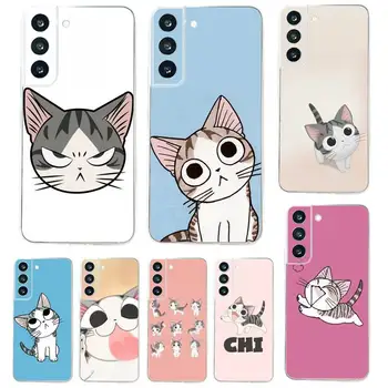Chi котка сладък домашен телефон случай за Samsung Galaxy A71,70,52,51,40,31,A50,30S,21S,03S,Note20ultra прозрачен капак