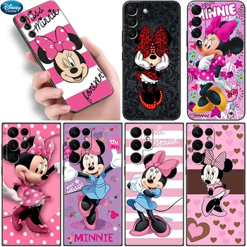 Disney сладък карикатура Мини мишка черен калъф за телефон за Samsung Galaxy S22 S21 Ultra S20 FE S8 S9 S10E S10 Plus S10 Lite S7 Edge