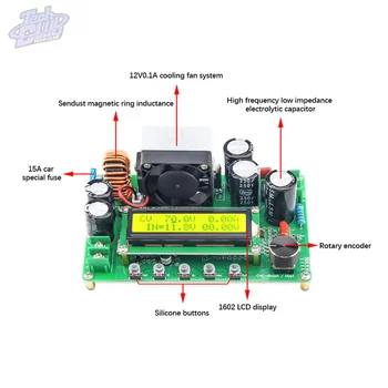 DPX800S LCD1602 Кристален дисплей DC NC Boost Power Module 12V ~ 120V Модул за постоянен ток Регулируем MPPT
