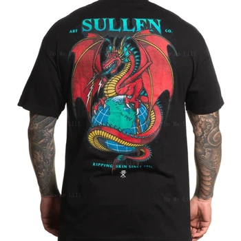 Dragon Rip черна двустранна тениска Мъжко облекло Графика Луксозна 100% памучна тениска Oversize