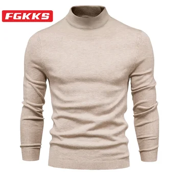 FGKKS 2023 Открит ежедневен пуловер за мъже Чист памук Топъл тънък Топ висококачествен дизайн Моден уличен пуловер за мъже