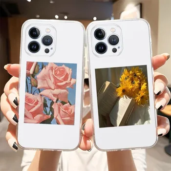 Flower Art Калъф за телефон 2023 Горещ прозрачен за Iphone 14Pro 11 12 14 Pro Max Mini 6 6s 7 8 Plus X XR XS SE2020 капак