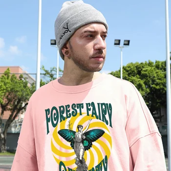 Forest Fairy Off Duty памучен печат мъжки суитчър Casual Оригинални връхни дрехи Индивидуални меки дрехи Мода Essential Sportswear