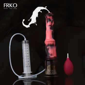 FRKO Истински еякулиращи конски дилдо спрей Течен мек силикон еакулация пенис вагинален стимулатор анален щепсел Protaste секс играчка жени