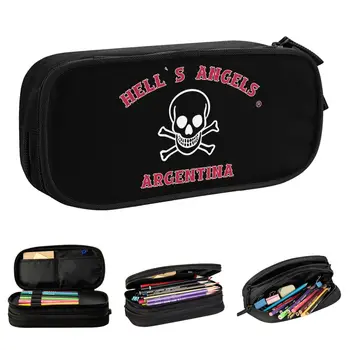 Hells Angels Motorcycle Club Pencil Case Pencil Pouch Pen for Girls Boys Големи чанти за съхранение Училищни пособия Подаръци Канцеларски материали