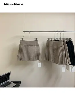 Hotsweet Style All-match Секси плетене плисирани мини поли 2023 Летни дамски улични облекла Y2K Harajuku Slim A-Line Solid Skirt