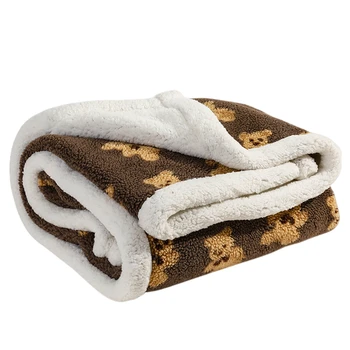 Ins Зимно топло одеяло 110x160cm 150x200cm Faux Sherpa кожени одеяла диван хвърлят сладък мечка одеяло за деца бебе покривка
