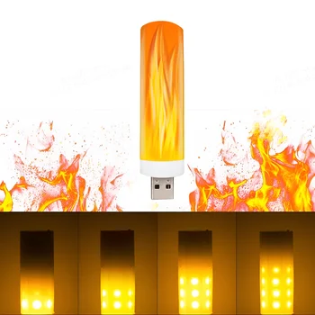  LED атмосфера USB светлина пламък мигащи свещи светлини книга лампа за мощност банка къмпинг осветление цигара запалка ефект светлина