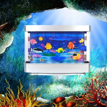 LED риба резервоар лампа пейзаж лампа хол декорация изкуствена имитация аквариум пейзаж делфин нощна светлина с превключвател