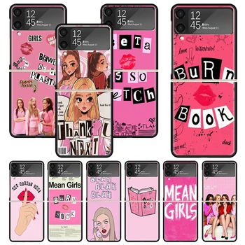 Mean Girls Burn Book Print Case For Samsung Galaxy Z Flip 3 4 5 5G Черен твърд мобилен телефон Shell ZFlip3 Flip4 Flip5 Pattern Cover