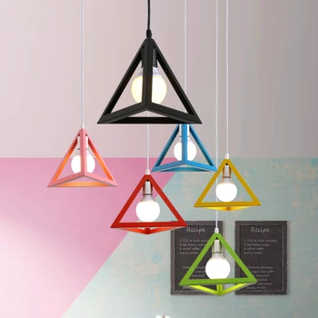 Nordic Macaron Ковано желязо висулка лампи личност творчество хол висулка светлини цвят LED трапезария светлина
