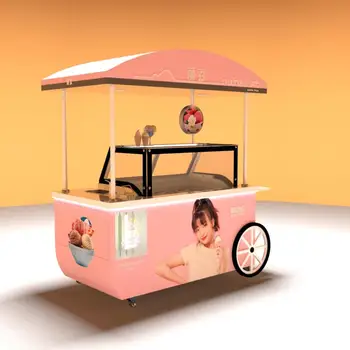 Reeze Ice Cream Cart Улично приложение Мобилна количка за сладолед Италианска количка за сладолед с прав ъглов шкаф