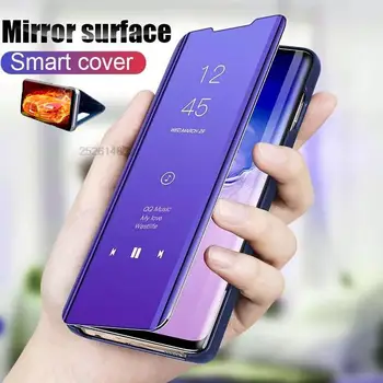 Smart Mirror Leather Flip Shell Cover за Samsung Galaxy S21 Fe S21fe 5g 2022 6.4 Магнитна стойка за книги Coque Samung S 21fe 21 Fe