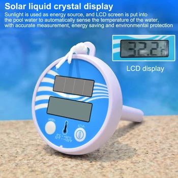Solar басейн термометър плаващ цифров водоустойчив сензор сондаслънчева захранва открит басейн термометър LCD дисплей