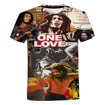 Summer Men Reggae Music Hip Hop Casual Short Sleeve Printing Tee Shirts Fashion Trend T-Shirt Bob Marley 3d Printed T-shirt