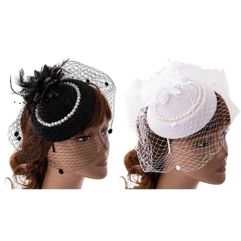 Tea Party Fascinator шапка цвете Fascinator воал жени fascinator лента за глава дропшип