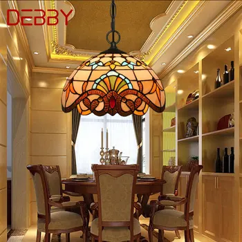 TEMAR Модерна висулка Tiffany лампа LED творчески бароков европейски витраж полилей светлина за домашно хранене бар декор