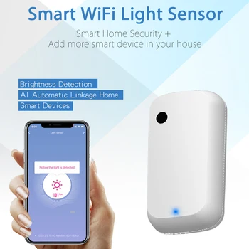 Tuya WiFi светлинен сензор Безжично интелигентно дистанционно управление Уведомяване Детектор за осветеност Домашен контролер за наблюдение на лампи