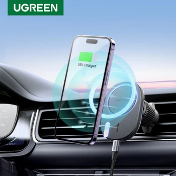 UGREEN Магнитен държач за телефон за кола Стойка за зарядно за кола Адсорбируем за iPhone 14 13 12 Pro Безжично зареждане 3 в 1 зарядно за кола 7.5W