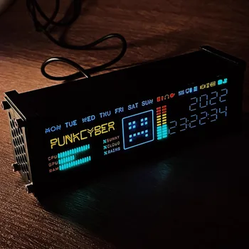 WFD Ретро електронна тръба часовник псевдо-флуоресцентна матрица Cyberpunk Spectrum Функция Настолни декорации