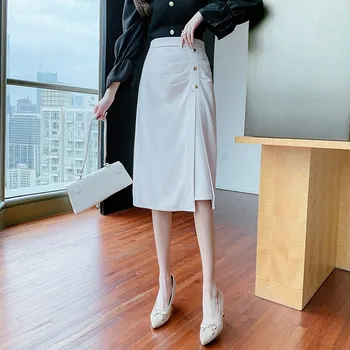 Y2k висока талия Ruched молив поли 2024 лято офис износване Faldas мода жени пола елегантен пакет хип коляното дължина